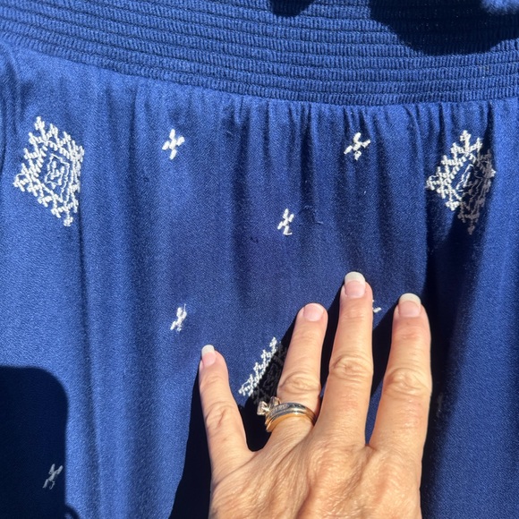 Anthropologie Floreat Baripada embroidered blue high-low maxi skirt large 16 - Picture 5 of 8